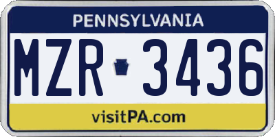 PA license plate MZR3436