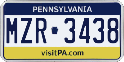 PA license plate MZR3438