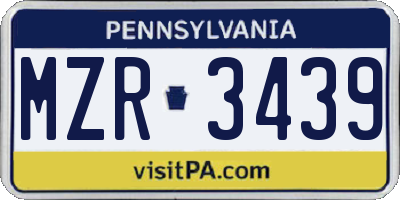PA license plate MZR3439