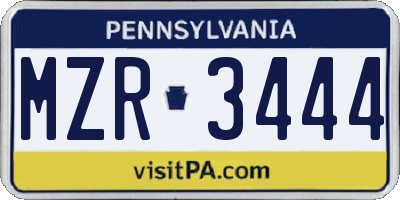 PA license plate MZR3444
