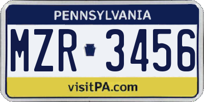 PA license plate MZR3456