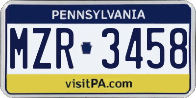 PA license plate MZR3458