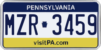 PA license plate MZR3459