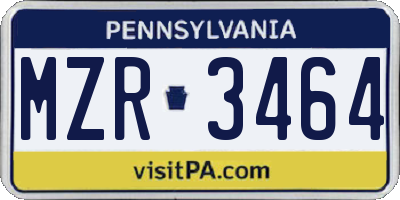 PA license plate MZR3464
