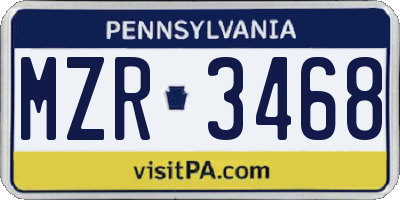 PA license plate MZR3468