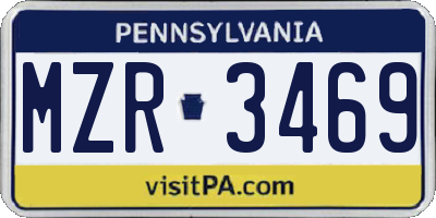 PA license plate MZR3469