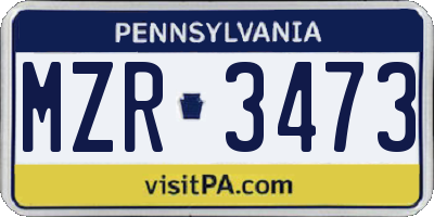 PA license plate MZR3473