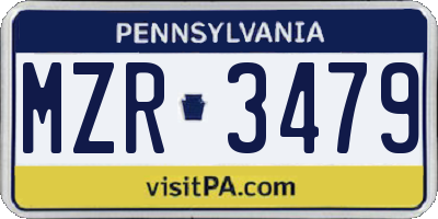 PA license plate MZR3479
