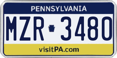PA license plate MZR3480