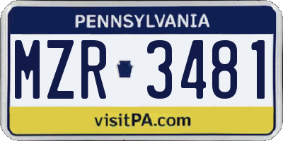 PA license plate MZR3481