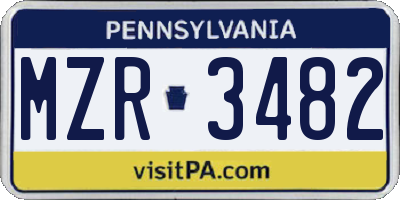 PA license plate MZR3482