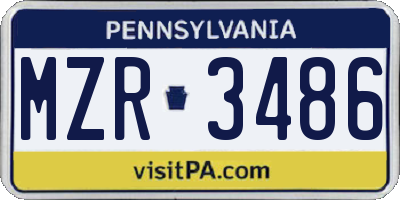 PA license plate MZR3486