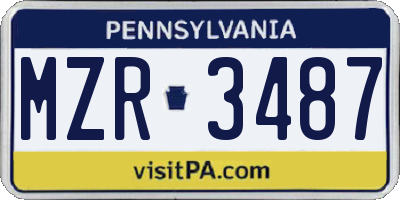 PA license plate MZR3487