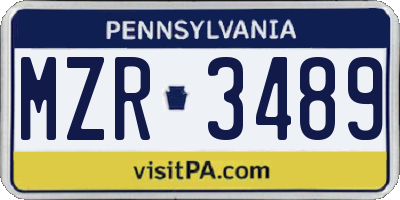 PA license plate MZR3489