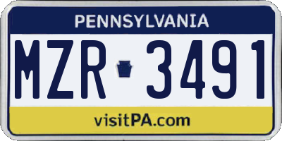 PA license plate MZR3491