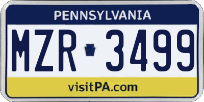 PA license plate MZR3499