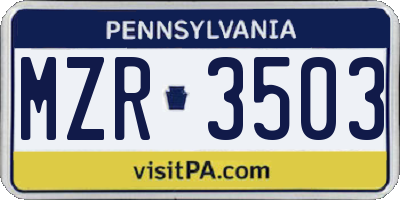 PA license plate MZR3503