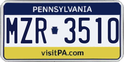 PA license plate MZR3510