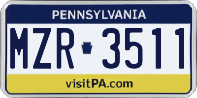 PA license plate MZR3511