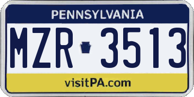 PA license plate MZR3513