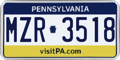 PA license plate MZR3518