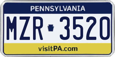 PA license plate MZR3520