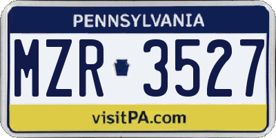 PA license plate MZR3527