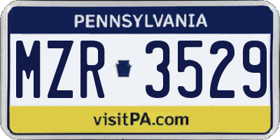 PA license plate MZR3529