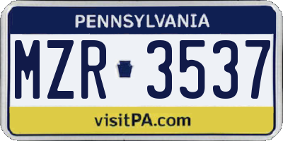 PA license plate MZR3537
