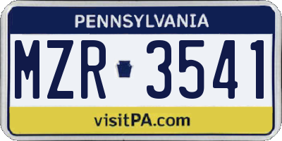PA license plate MZR3541