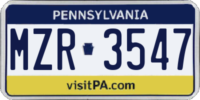 PA license plate MZR3547
