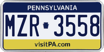 PA license plate MZR3558
