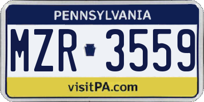 PA license plate MZR3559