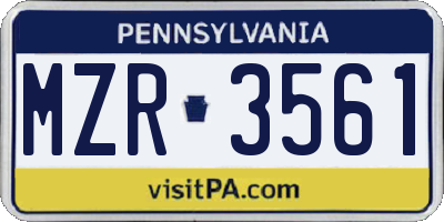 PA license plate MZR3561