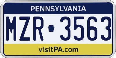 PA license plate MZR3563