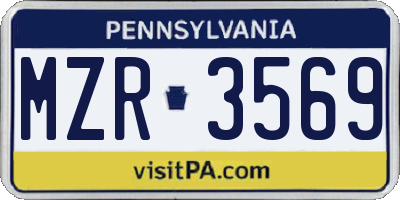 PA license plate MZR3569