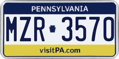 PA license plate MZR3570