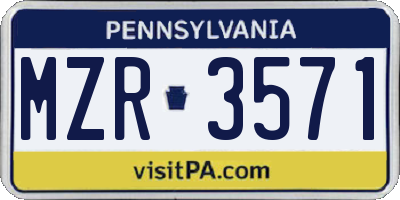 PA license plate MZR3571