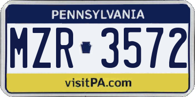 PA license plate MZR3572