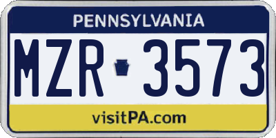 PA license plate MZR3573