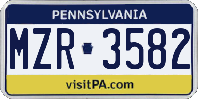 PA license plate MZR3582