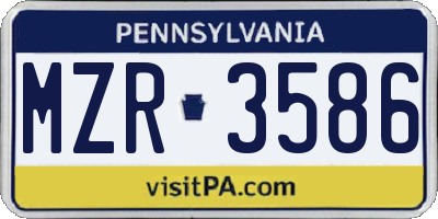 PA license plate MZR3586