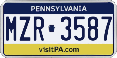 PA license plate MZR3587