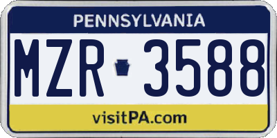 PA license plate MZR3588