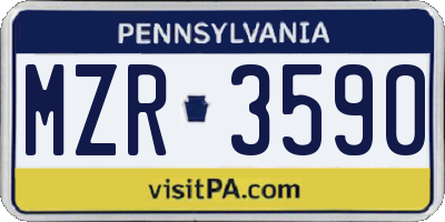 PA license plate MZR3590