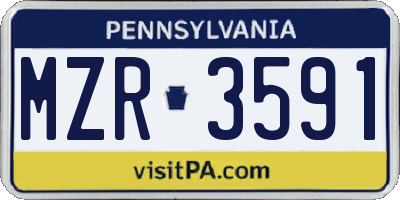 PA license plate MZR3591