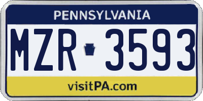 PA license plate MZR3593