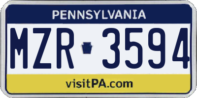 PA license plate MZR3594