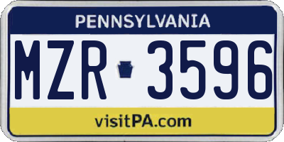 PA license plate MZR3596