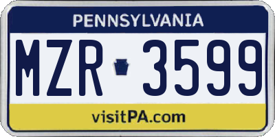 PA license plate MZR3599